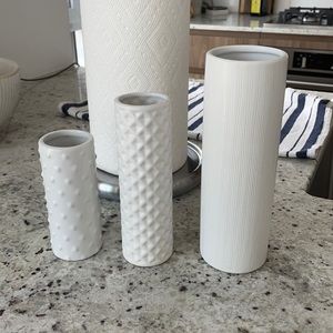 CB2 set of 3 white vases